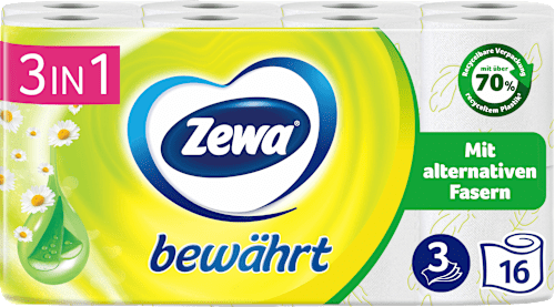 Toiletpapier bewezen kamille 3-laags (16x150 vellen), 16 stuks