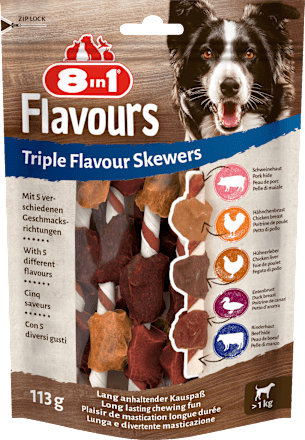 Hundeleckerli triple flavour Skewers, 113 g