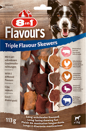 Hundeleckerli triple flavour Skewers, 113 g