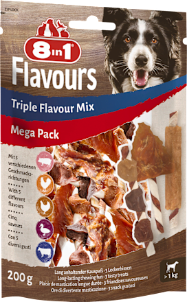 Kausnack Hund triple flavour mix, Mega Pack, 200 g