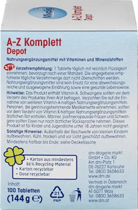 A-Z Komplett Depot, Tabletten, 100 St., 144 g Mivolis