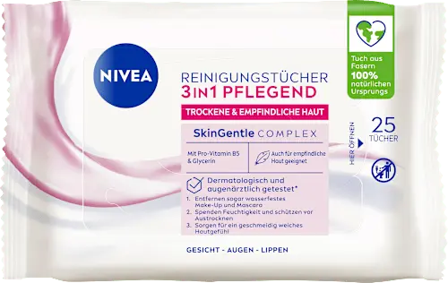 Abschminktücher 3in1 pflegend, 25 St NIVEA