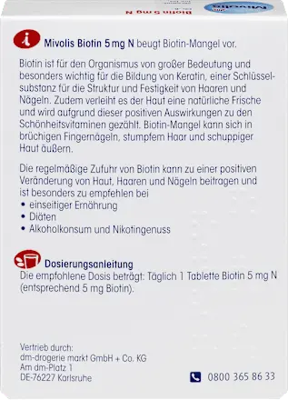 Biotin 5 mg N, Tabletten, 60 St Mivolis