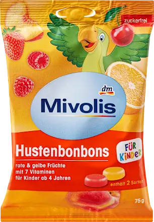 Bonbon, Rote & Gelbe Früchte für Kinder, zuckerfrei, 75 g Mivolis