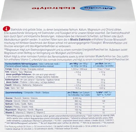 Elektrolyte, 50 Sticks, 300 g Mivolis