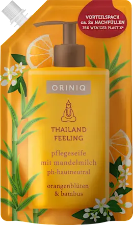 Flüssigseife Thailand Feeling mit Mandelmilch, Orangenblüte & Bambus, Nachfüllpack, 500 ml ORINIQ