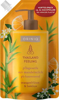 Flüssigseife Thailand Feeling mit Mandelmilch, Orangenblüte & Bambus, Nachfüllpack, 500 ml ORINIQ