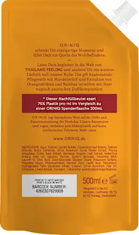 Flüssigseife Thailand Feeling mit Mandelmilch, Orangenblüte & Bambus, Nachfüllpack, 500 ml ORINIQ