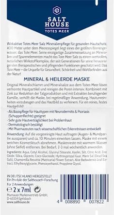 Gesichtsmasken Totes Meer Therapie Mineral & Heilerde, 14 ml Salthouse