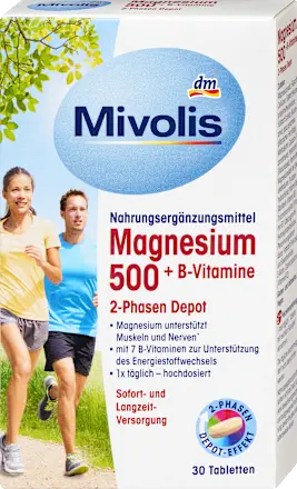 Magnesium 500 + B-Vitamine 2-Phasen Depot Tabletten 30 St, 45 g Mivolis