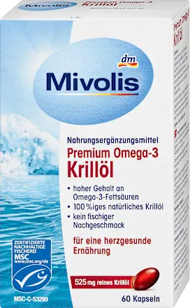 Premium Omega-3 Krillöl, Kapseln 60 St, 45 g Mivolis