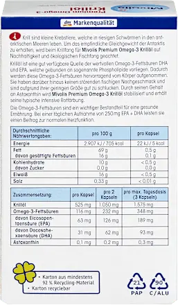 Premium Omega-3 Krillöl, Kapseln 60 St, 45 g Mivolis