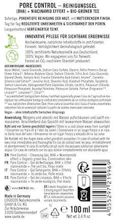 Reinigungsgel Pore Control BHA, 100 ml SANTE NATURKOSMETIK