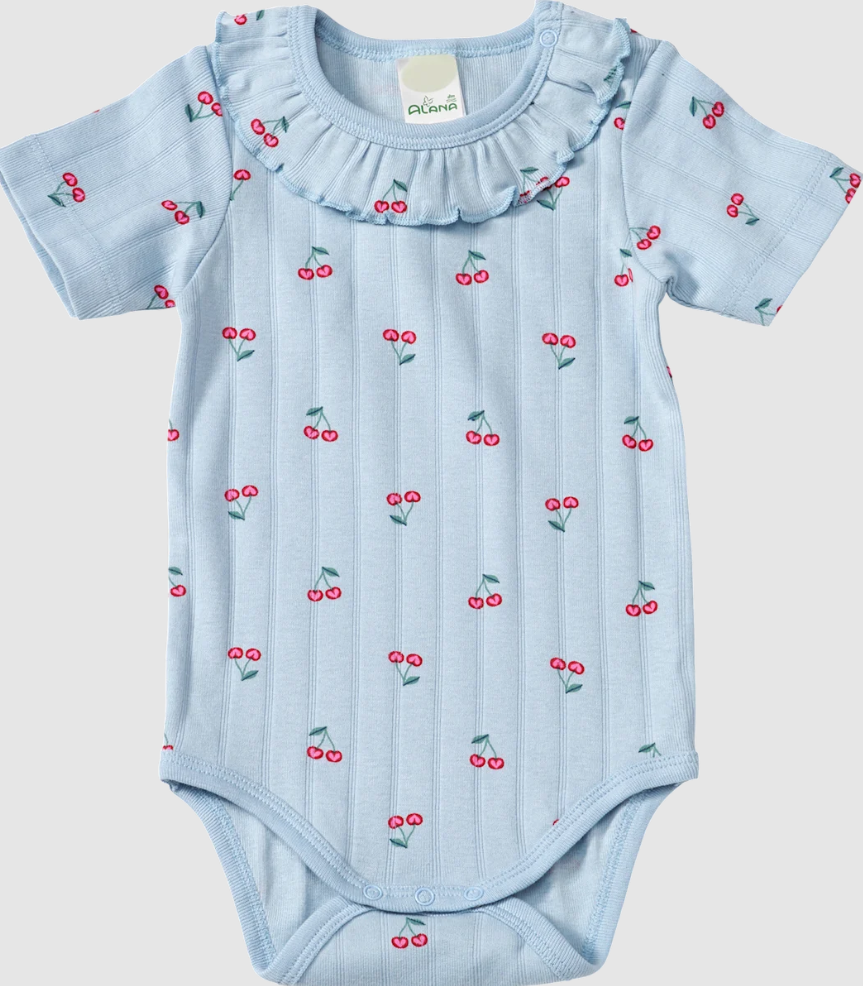 ALANA Body Kurzarm mit Kirschen-Muster, blau, Gr. 86/92, 1 St