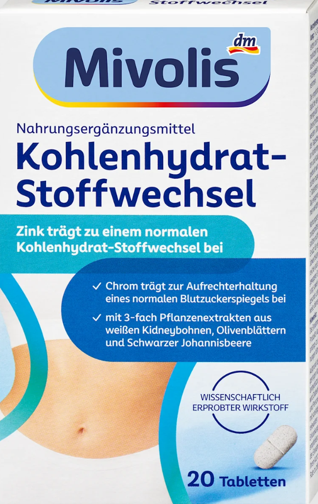 Mivolis Koolhydraatmetabolisme, 20 tabletten, 16 g