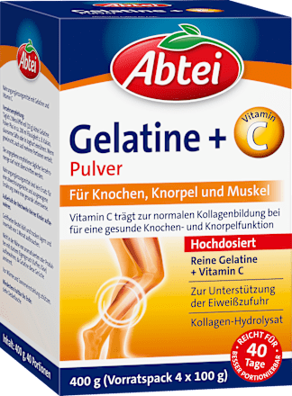 Gelatine Pulver + Vitamin C (40 Portionen), 400 g Abtei