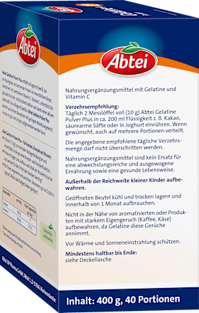 Gelatine Pulver + Vitamin C (40 Portionen), 400 g Abtei