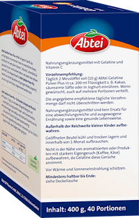 Gelatine Pulver + Vitamin C (40 Portionen), 400 g Abtei