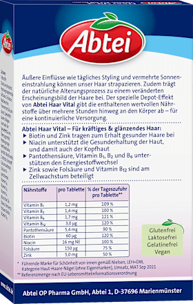 Haar Vital mit Biotin 30 St, 23 g Abtei