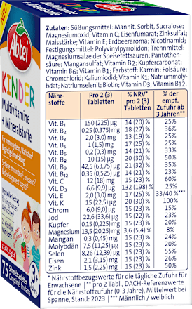 Multivitaminen voor kinderen smelttabletten 75 stuks, 11 g