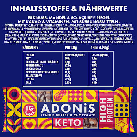 Eiwitreep, pindakaas &amp; chocolade keto, hoog eiwitgehalte, 45 g