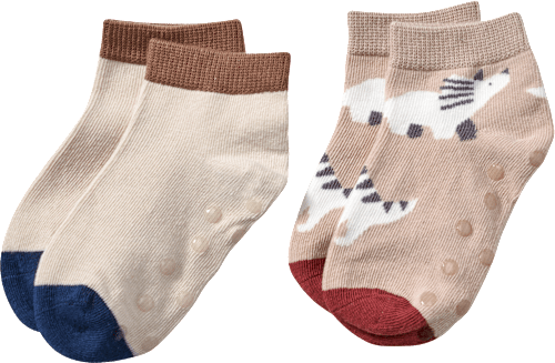 ABS Sneaker Socken mit Dino-Muster, braun, Gr. 23/26, 2 St