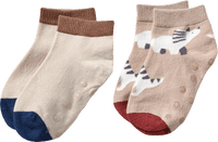 ABS Sneaker Socken mit Dino-Muster, braun, Gr. 23/26, 2 St
