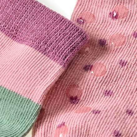 ABS Sneaker Socken mit Punkte-Muster, rosa & grün, Gr. 23/26, 2 St