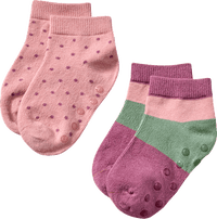 ABS Sneaker Socken mit Punkte-Muster, rosa & grün, Gr. 27/29, 2 St