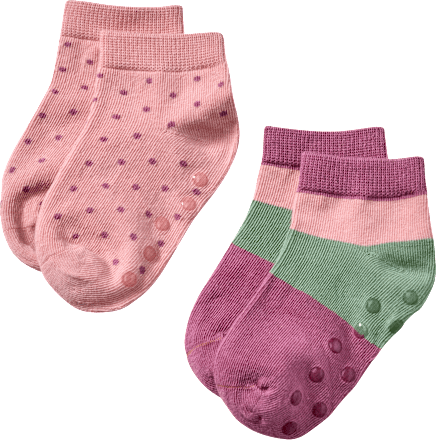 ABS Sneaker Socken mit Punkte-Muster, rosa & grün, Gr. 27/29, 2 St
