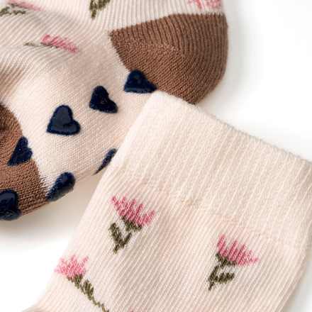 ABS Socken mit Blumen-Muster, beige, Gr. 19/22, 1 St