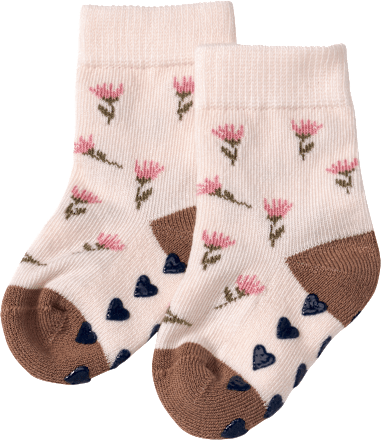 ABS Socken mit Blumen-Muster, beige, Gr. 19/22, 1 St