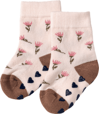 ABS Socken mit Blumen-Muster, beige, Gr. 19/22, 1 St