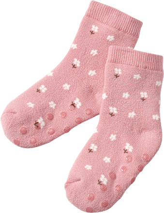 ABS Socken mit Blumen-Muster, rosa, Gr. 23/26, 1 St