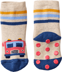ABS sokken met brandweermotief, beige &amp; blauw, maat 18/19, 1 stuk