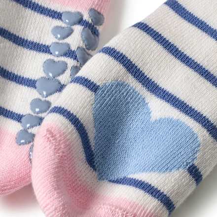 ABS Socken mit Herz-Motiv, weiß & blau, Gr. 23/26