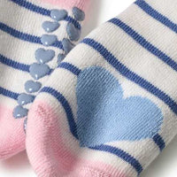 ABS Socken mit Herz-Motiv, weiß & blau, Gr. 23/26