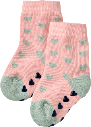 ABS Socken mit Herz-Muster, rosa & grün, Gr. 23/26, 1 St