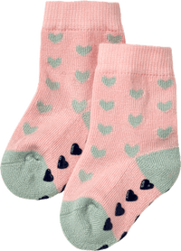 ABS Socken mit Herz-Muster, rosa & grün, Gr. 23/26, 1 St