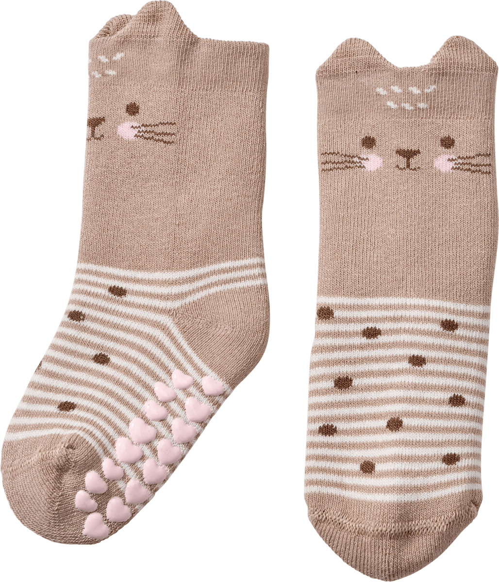 ALANA ABS Socken mit Katzen-Motiv, braun, Gr. 18/19