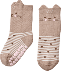 ABS Socken mit Katzen-Motiv, braun, Gr. 19/22