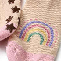 ABS Socken mit Regenbogen-Motiv, beige + rosa, Gr. 27/29, 1 St