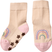 ABS Socken mit Regenbogen-Motiv, beige + rosa, Gr. 27/29, 1 St