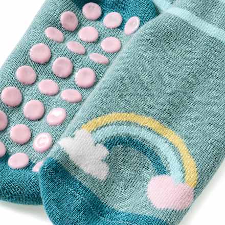 ABS Socken mit Regenbogen-Muster, blau, Gr. 23/26, 1 St