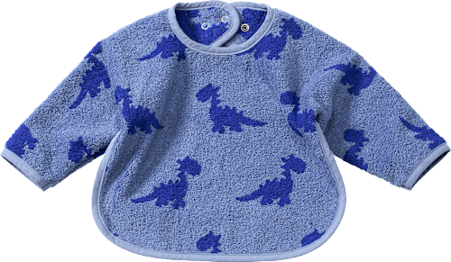 Mouwslabbetje met dinosaurussenpatroon, blauw, 1 stuk