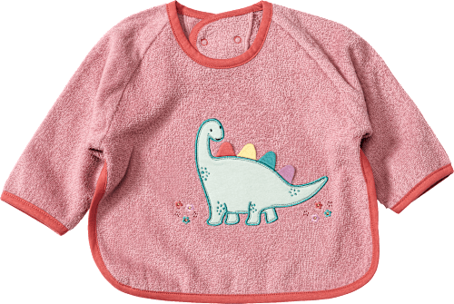 Mouwslabbetje &amp; dinosaurusmotief, roze, 1 stuk