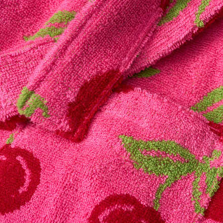 Bademantel mit Kirsch-Muster, pink, Gr. 122/128, 1 St