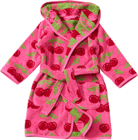 Bademantel mit Kirsch-Muster, pink, Gr. 122/128, 1 St