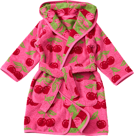 Bademantel mit Kirsch-Muster, pink, Gr. 98/104, 1 St