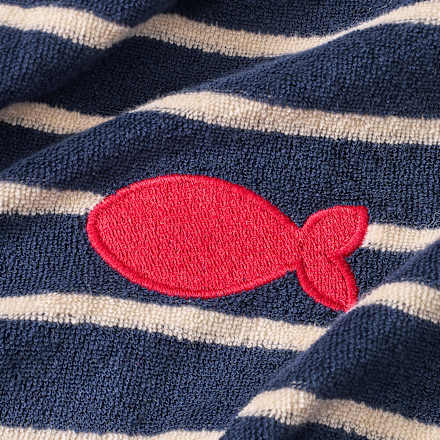 Bademantel mit Ringel-Muster & Fisch-Motiv, blau & rot, Gr. 110/116, 1 St ALANA